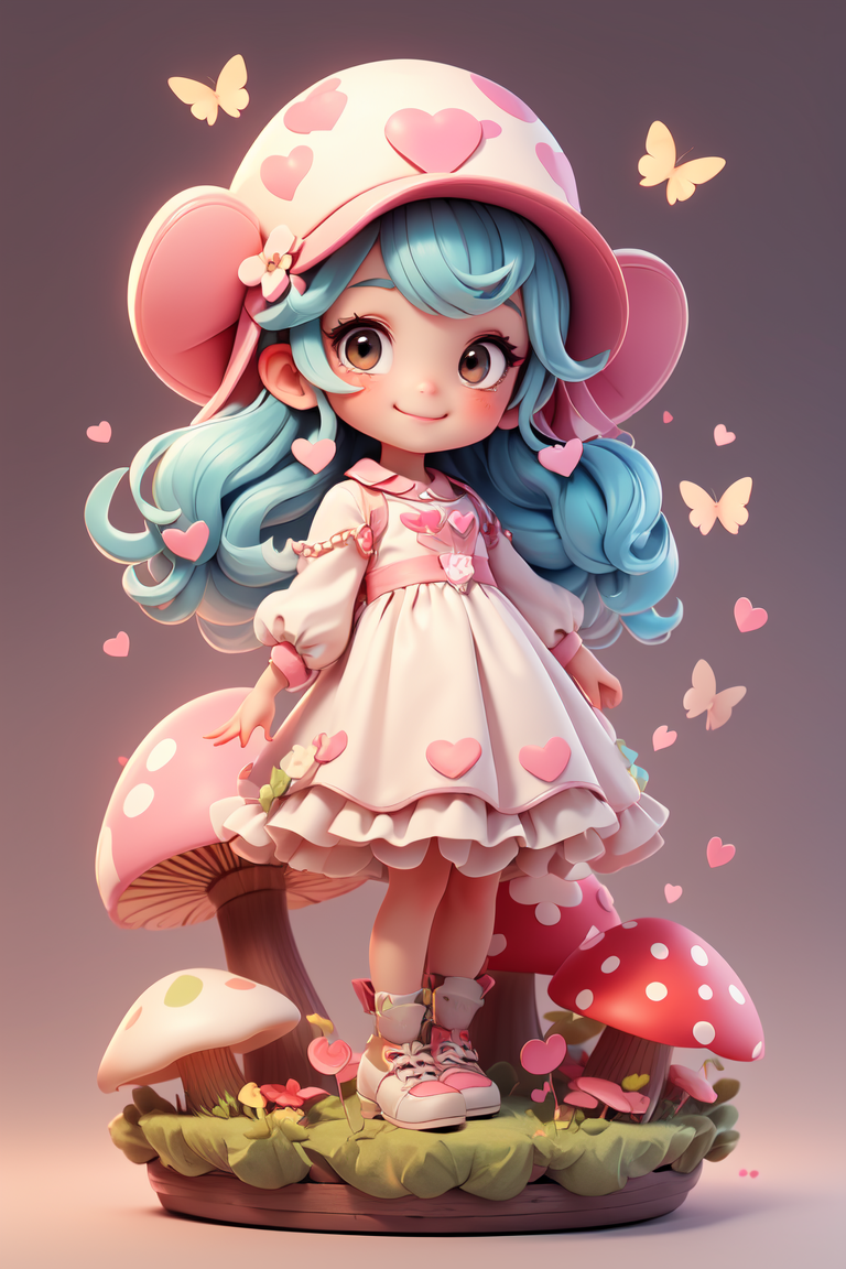 384821-3651027797-(best quality), (masterpiece), a little cute 10 yo girl, smiling face, mushroom like hat on head, highly detailed butterfly, loo.png